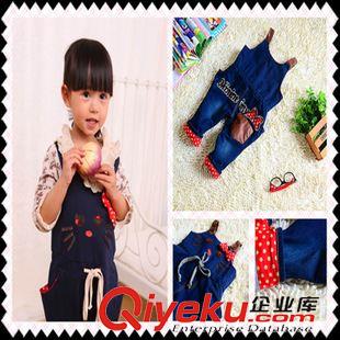 褲子-Pants 童裝批發(fā) 女童春秋爆款外貿(mào)韓版HELLO KITTY 梭織背帶褲 KZ013原始圖片2