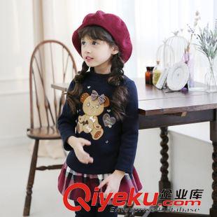 裙 褲套裝-Dress pants suit 外貿(mào)新款童裝批發(fā) 女童秋款小熊中領(lǐng)上衣帶格仔套裝 兒童2件套裝原始圖片2