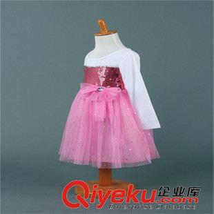 裙子-Skirt 童裝秋款 亮片網(wǎng)紗女童公主連衣裙 蝴蝶結(jié)蕾絲童裙 2色新款裙原始圖片2