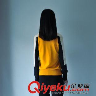 毛衣 2015秋季女新款圓領拼接撞色韓版時尚顯瘦套頭毛衣打底衣羊毛衫