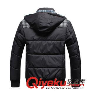 男棉衣 七皮狼2015冬季新品男式連帽插格子保暖夾克棉衣外套 男棉衣代發(fā)原始圖片3