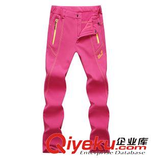 沖鋒褲 2015新品防風透氣軟殼戶外沖鋒褲男女情侶款 防水保暖登山褲薄款原始圖片2