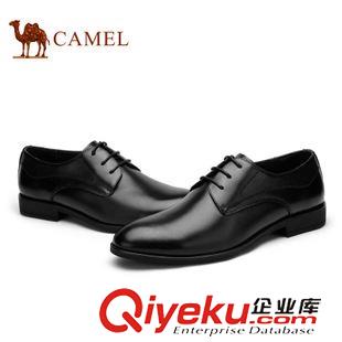 商務休閑鞋 Camel 駱駝男鞋 zp頭層皮商務正裝皮鞋 新款尖頭系帶A512065050原始圖片3