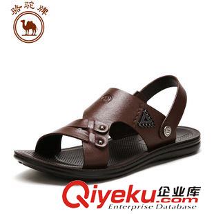 涼鞋 駱駝牌男鞋  男士涼拖鞋戶外沙灘鞋露趾真皮涼鞋休閑鞋W522211297