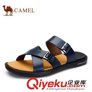 凉拖 camel骆驼zp男鞋休闲舒适拖鞋 新款透气牛皮拖鞋A522266183