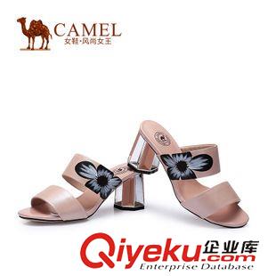 涼拖 Camel駱駝女鞋 簡(jiǎn)約舒適 2015新款高跟羊皮春夏女涼拖A52834602原始圖片3