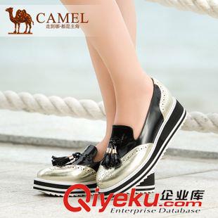時尚單鞋 camel駱駝女鞋秋季個性英倫風zp中跟沖孔厚底女單鞋A94073600原始圖片2