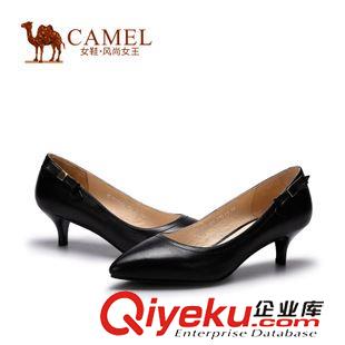 時尚單鞋 Camel駱駝女鞋 舒適休閑女單鞋羊皮尖頭淺口中跟女鞋 A51068604原始圖片3