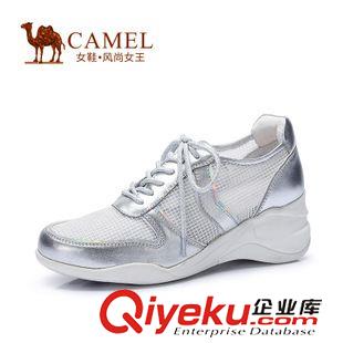 时尚单鞋 Camel骆驼女鞋 简约运动风 圆头坡跟网布系带运动鞋A52110602