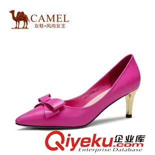 時尚單鞋 Camel駱駝女鞋 尖頭酒杯跟羊皮羊猄水鉆2015春夏單鞋A51116602
