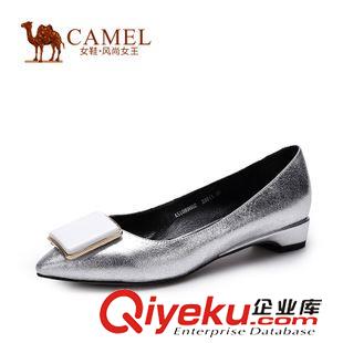時尚單鞋 Camel駱駝女鞋 舒適圓頭粗跟鏤空頭層水染牛皮A51058602