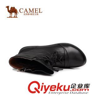 優雅女靴 Camel駱駝女靴 英倫風 圓頭系帶側拉鏈油蠟牛皮騎士靴 A94058637原始圖片2
