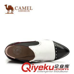 優(yōu)雅女靴 Camel駱駝女靴 時(shí)尚英倫風(fēng)羊皮拼色羊猄松緊帶尖頭高跟A91803603原始圖片2