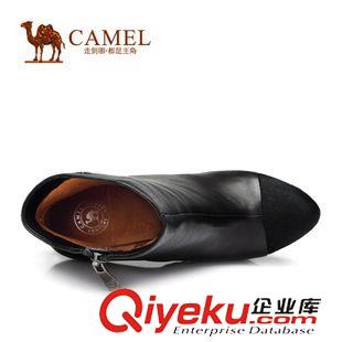 優雅女靴 Camel駱駝女靴  馬毛小圓頭羊皮側拉鏈高跟內水臺女靴A94104605原始圖片2