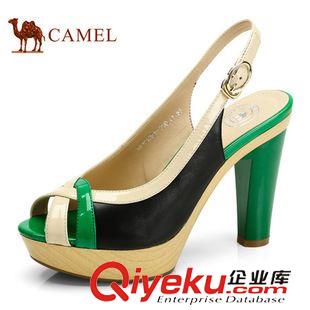 涼鞋 CAMEL駱駝 羊皮 涼鞋 夏季復(fù)合底粗跟防水鞋 81013610