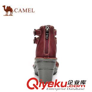 涼鞋 CAMEL駱駝 牛皮 夏季新品坡高跟女zp 羅馬涼鞋 81309604原始圖片2