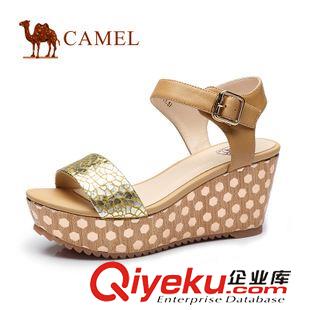 涼鞋 Camel駱駝夏季新款波西米亞水鉆zp露趾平跟平底女涼鞋A93504613