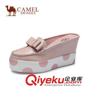 涼拖 Camel駱駝女鞋 優雅時尚 羊皮蛇皮粗高跟涼拖 A52117603