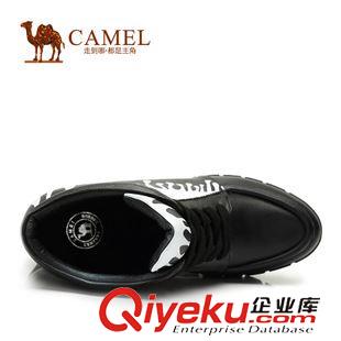 休閑鞋 Camel駱駝女鞋簡約風 圓頭牛皮綁帶厚底內增高休閑女鞋A91003611