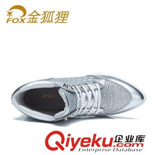 休閑鞋 fox金狐貍 運(yùn)動(dòng)休閑鞋格紋真皮高幫鞋隱形內(nèi)增高女鞋4F06002原始圖片2