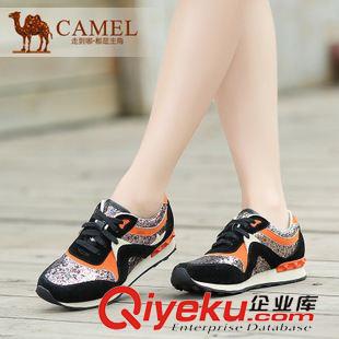 休閑鞋 Camel駱駝新款炫彩運動風牛猄皮彩色格利特綁帶休閑女鞋A94805603
