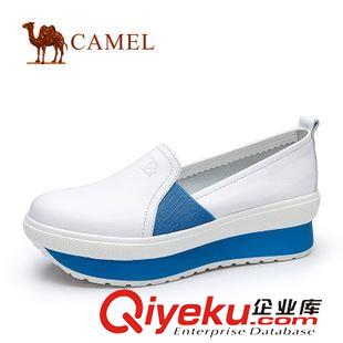 休閑鞋 Camel駱駝新款炫彩運動風(fēng)牛猄皮彩色格利特綁帶休閑女鞋A94805603