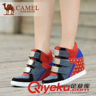 休閑鞋 camel駱駝女鞋街頭運動風蛇紋牛皮魔術貼綁帶鉚釘休閑鞋A94805606
