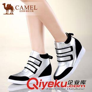 休閑鞋 camel駱駝時尚金屬牛皮拼接牛絨魔術(shù)貼內(nèi)增高休閑女鞋A94110607原始圖片2