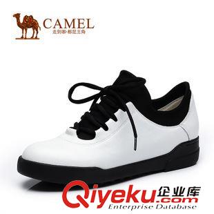 休閑鞋 camel駱駝時尚金屬牛皮拼接牛絨魔術(shù)貼內(nèi)增高休閑女鞋A94110607