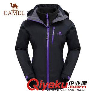 沖鋒衣 Camel駱駝戶外男款沖鋒衣 防風(fēng)帽防水抓絨內(nèi)膽三合一 A4W258079