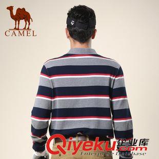T恤/衛(wèi)衣 駱駝男裝 2014春裝休閑t恤 男士棉長(zhǎng)袖條紋T恤翻領(lǐng)直筒t恤 096123原始圖片2