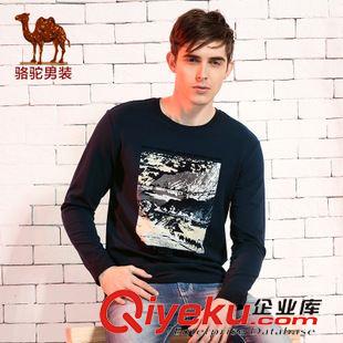 T恤 camel駱駝男裝 新款 男士長袖t恤 男款純棉t恤衫098127