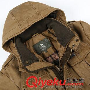 男式棉衣 駱駝男裝 可脫卸帽棉衣 商務(wù)休閑中長(zhǎng)款拉鏈棉服 男 D4Z108249原始圖片3