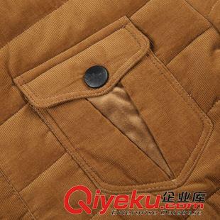 男式棉衣 駱駝男裝 直筒翻領棉衣 商務休閑純色單排扣棉服男款 D4Z093161原始圖片3