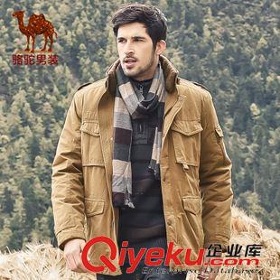 男式棉衣 駱駝男裝 男士翻領(lǐng)加厚棉服 中長(zhǎng)款基礎(chǔ)大眾加厚棉衣 D4Z110239原始圖片2