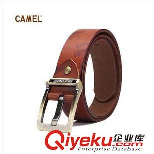 腰帶 camel駱駝頭層牛皮 休閑百搭腰帶 男士皮帶時尚壓線皮帶DJ132006