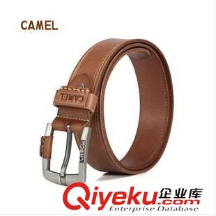 腰帶 camel駱駝頭層牛皮 休閑百搭腰帶 男士皮帶時尚壓線皮帶DJ132006原始圖片2