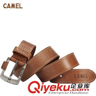 腰帶 camel駱駝頭層牛皮 休閑百搭腰帶 男士皮帶時尚壓線皮帶DJ132006原始圖片3