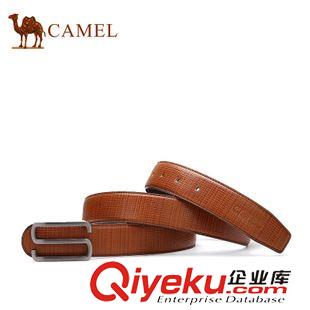 腰帶 駱駝皮帶皮具zp男款皮帶商務休閑腰帶平滑扣褲帶 DB214039-02原始圖片3