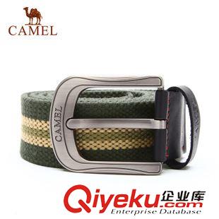 腰帶 CAMEL駱駝戶外腰帶 牛皮拼接條紋帆布男女通用休閑腰帶 A5W3H2107原始圖片2