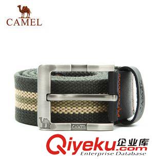 腰帶 CAMEL駱駝戶外腰帶 男女通用針扣式牛皮拼接帆布腰帶A5W3H2105原始圖片2