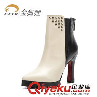 女鞋 fox金狐貍 時尚超高跟細跟馬丁靴 拉鏈短靴zp女靴子 4F02005