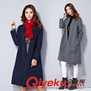 十月第三期 3070#2015新款韓版大碼女裝夾棉開衫長袖中長款寬松外套