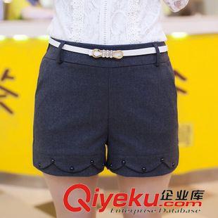 第二期 實拍秋冬毛呢短褲女秋冬2015新款呢子休閑打底闊腿顯瘦大碼女褲原始圖片2