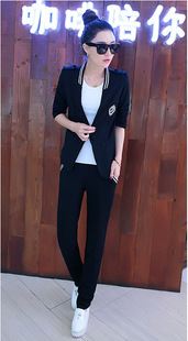 第八期 5065#實拍新款三件套時尚休閑運動套裝女春秋季小西裝短外套衛(wèi)衣原始圖片2