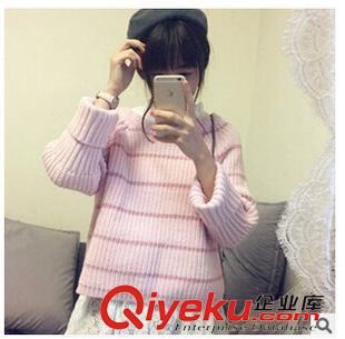 針織衫 9505秋冬甜美小清新森女日系文藝套頭圓領(lǐng)毛衣外套條紋針織衫潮原始圖片2