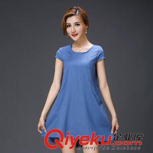 五月第3期 1107#2015夏新款大碼女裝 韓版寬松亞麻連衣裙棉麻圓領(lǐng)系帶裙子原始圖片2