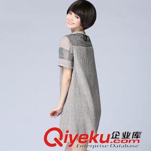 五月第3期 1116#一件代發新款歐美風真絲棉麻拼接中長款寬松氣質女裝連衣裙原始圖片3