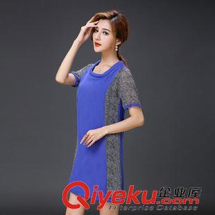 五月第3期 1103#夏新款歐美風仿真絲亞麻拼接中長款寬松大碼女裝翻領連衣裙原始圖片3
