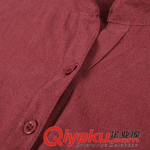五月第3期 1118# 歐美簡潔棉麻大碼女裝棉麻拼接連衣裙顯瘦半開領A字款裙子原始圖片3